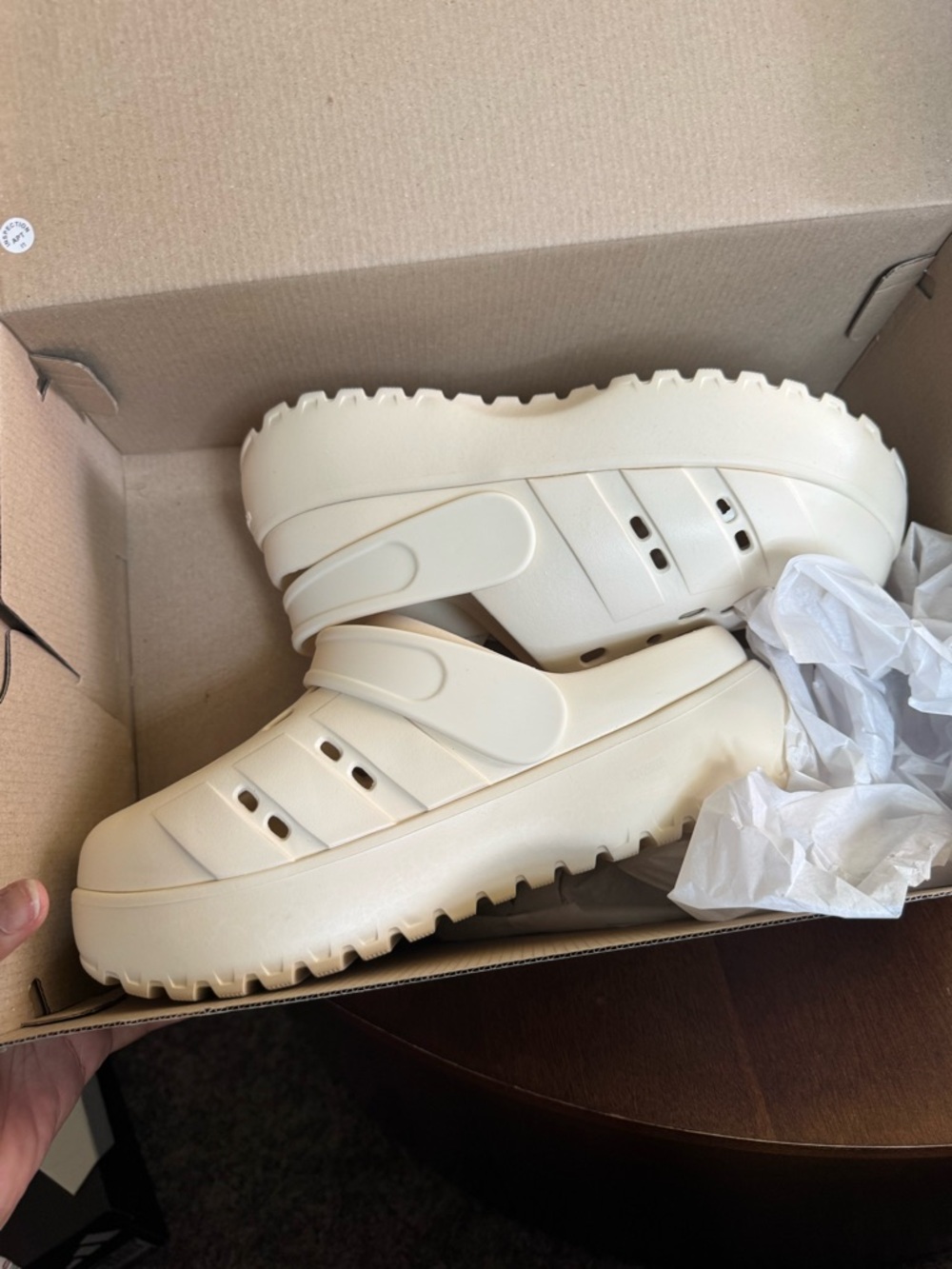 Adidas Cream Platform Clog Sandals